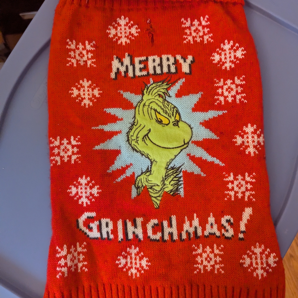 Grinch Red and White Knit Sweater